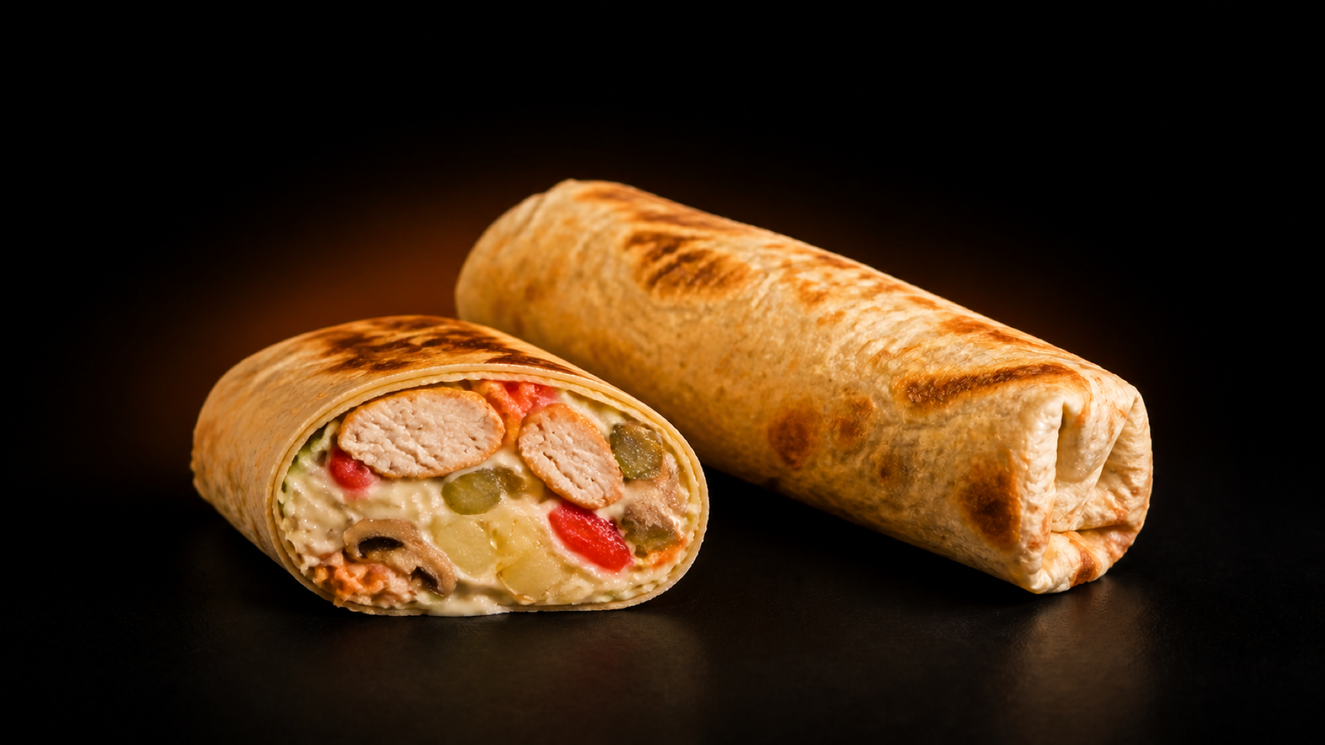 Juicy Assorted shawarma, sliced and served hot